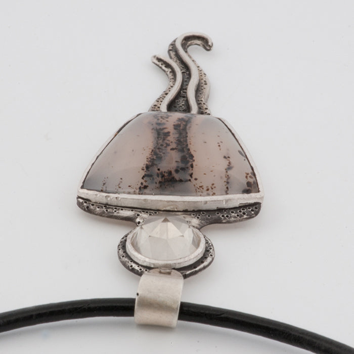 Oregon Sunstone & Spotted Montana Agate Pendant set in Sterling Silver