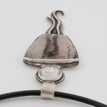 Oregon Sunstone & Spotted Montana Agate Pendant set in Sterling Silver