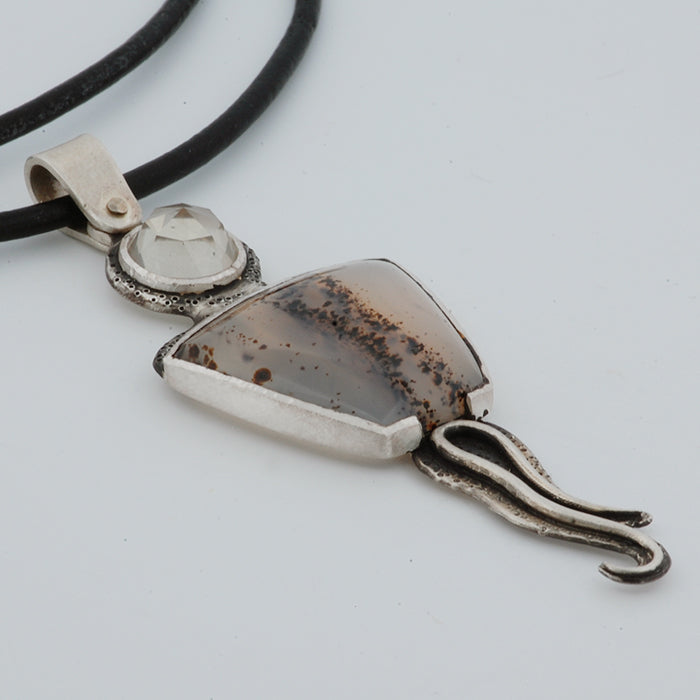 Oregon Sunstone & Spotted Montana Agate Pendant set in Sterling Silver