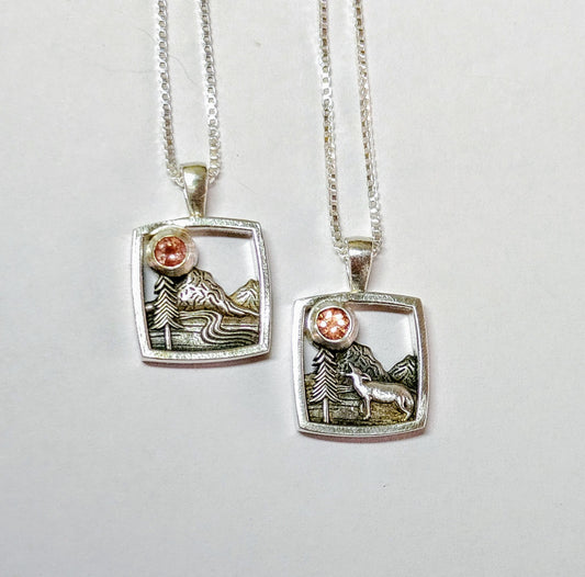 Silver Mountain Home Sunstone Pendants-Dog or River