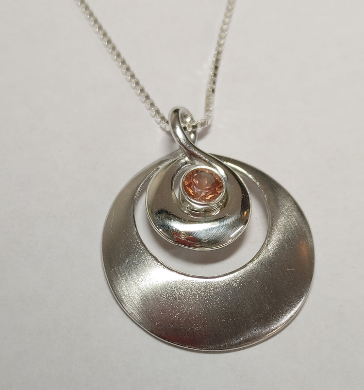 Silver Oregon Sunstone Nested Circle Medallion