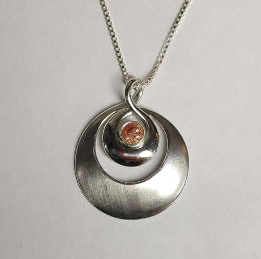 Silver Oregon Sunstone Nested Circle Medallion