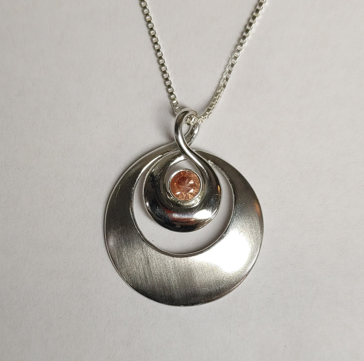 Silver Oregon Sunstone Nested Circle Medallion