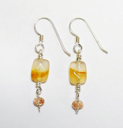 Oregon Opal & Sunstone Bead Dangle Earring