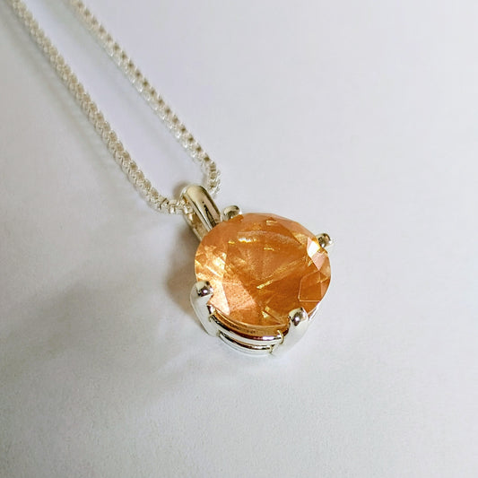 Peach Schiller Oregon Sunstone Necklace | Sterling Silver