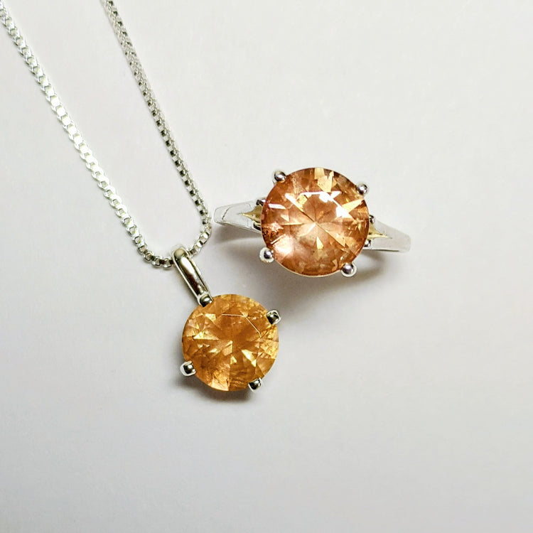 Peach Schiller Oregon Sunstone Necklace | Sterling Silver