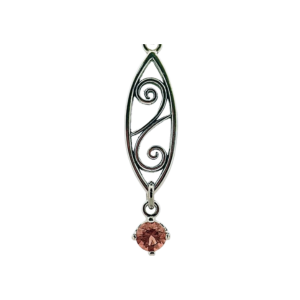 SALE Peach Oregon Sunstone Scroll Design Necklace with Chain