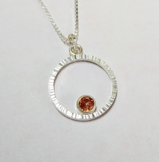 Silver orbit pendant necklace sunset 