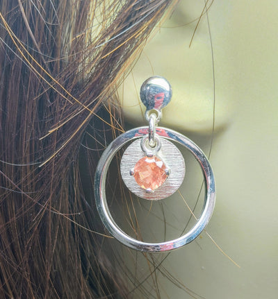 Sterling Silver and Oregon Sunstone "Sunstar" Earrings