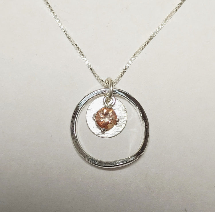 "Sunstar" Necklace with Peach Oregon Sunstone