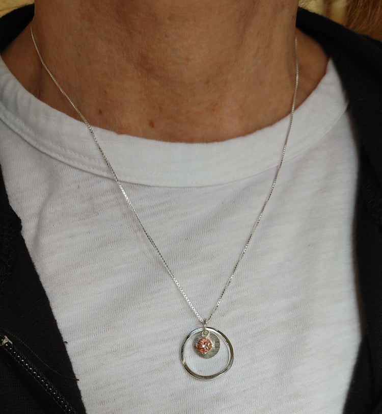 "Sunstar" Necklace with Peach Oregon Sunstone