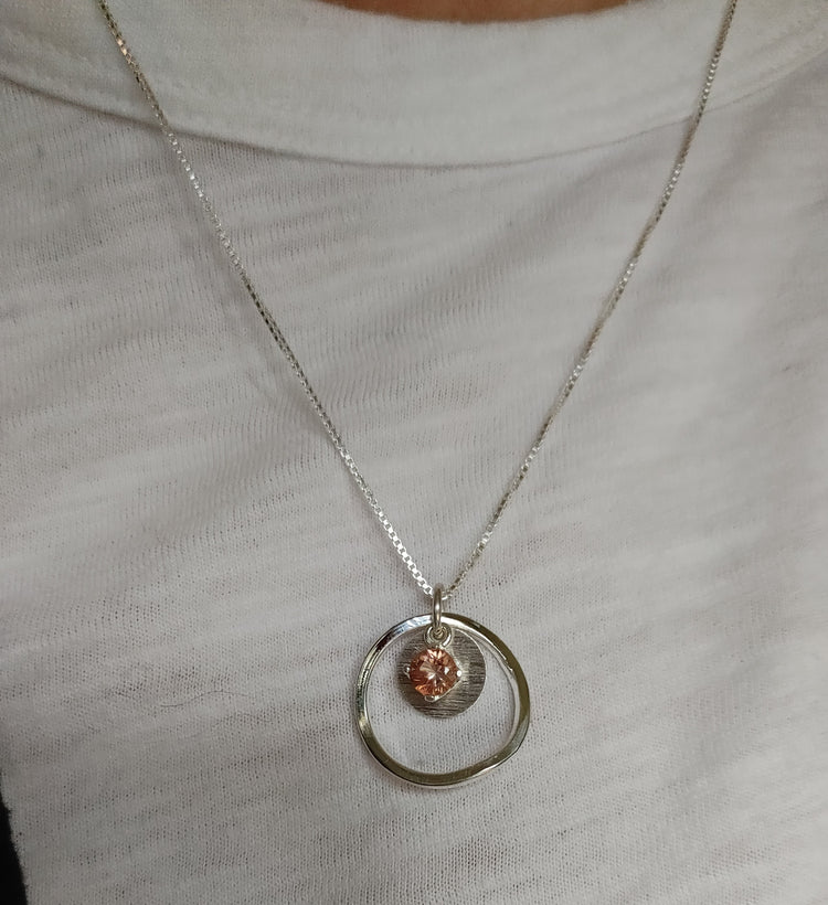 "Sunstar" Necklace with Peach Oregon Sunstone