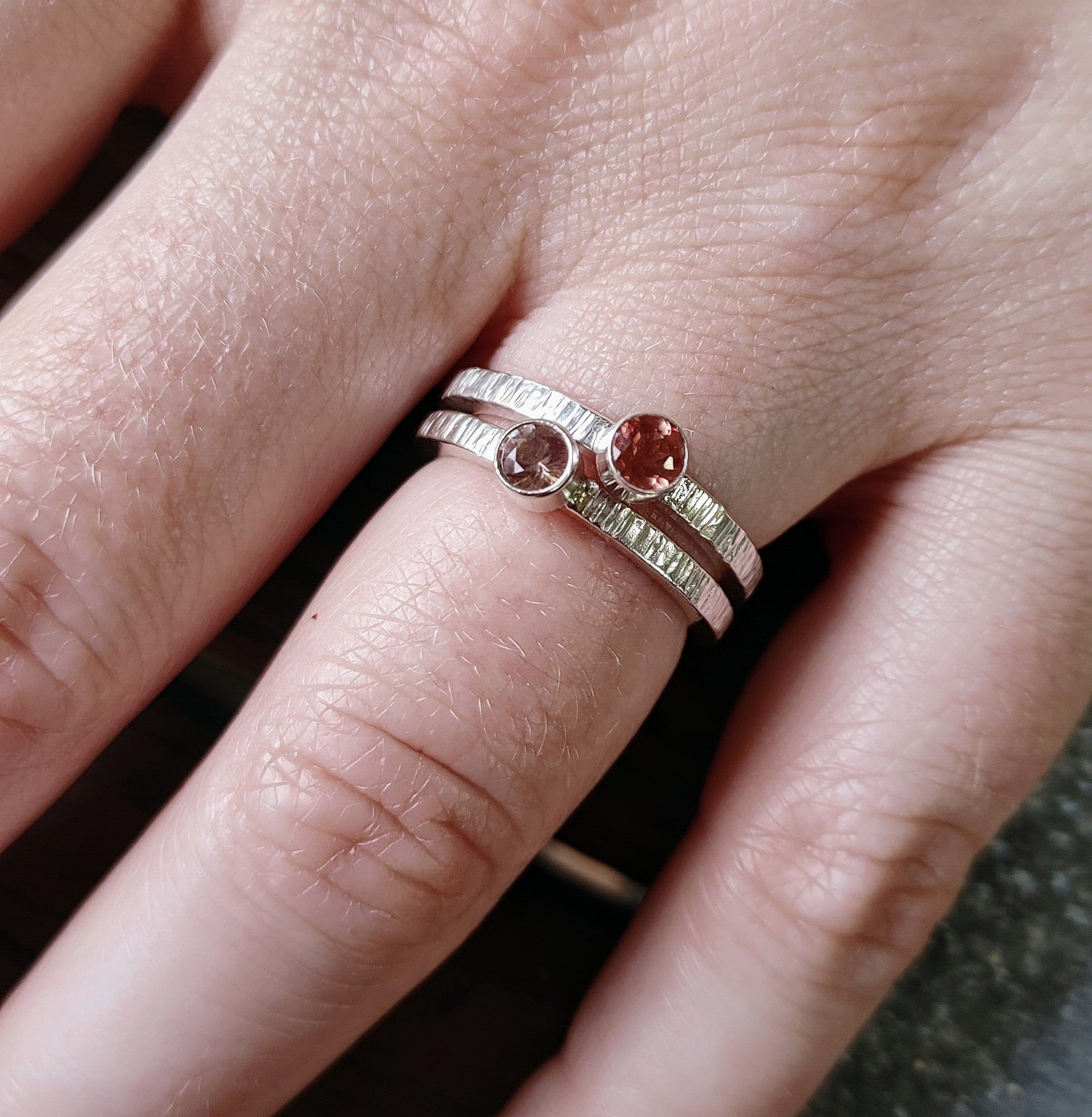 Cabochon sunstone ring with tiny champagne diamond side set gems in on sale prongs setting with sterling silver oxidized texture band