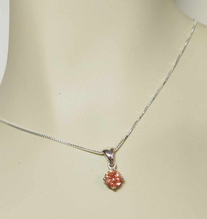 Bold Silver Solitaire Necklace with Peach Schiller Oregon Sunstone