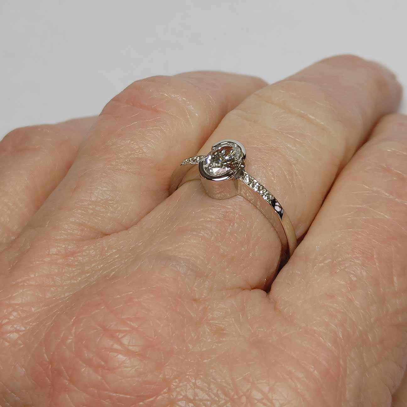 Custom Bezel Set-.69 ct. Oval Diamond Ring