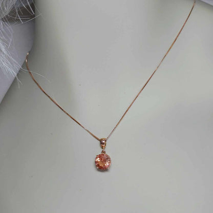 Brilliant Oregon Sunstone Necklace set in 14K Rose Gold