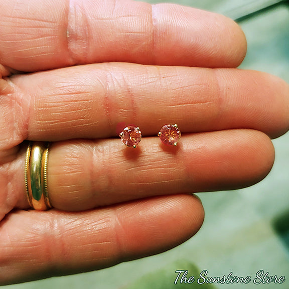 Gold Sunstone Stud Earrings