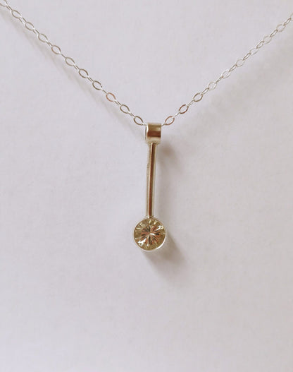 Modern Bar Necklace with Champagne Sunstone