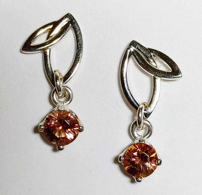 Sterling Silver "Twinleaf" Earring with Oregon Sunstone
