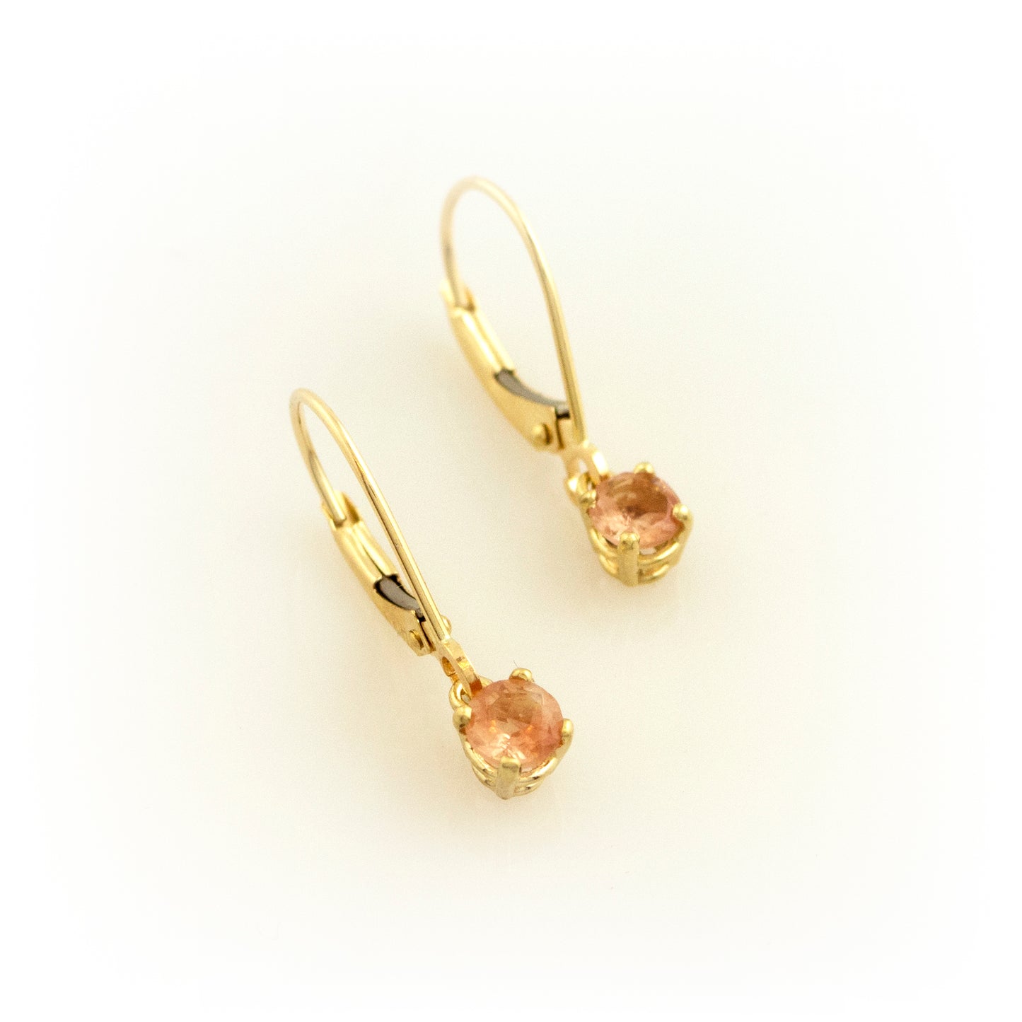 Gold Sunstone Dangle Earrings 6mm