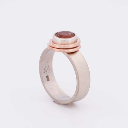 Peach Schiller Sunstone Ring-Rose & White Gold