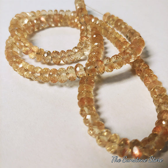 Oregon Sunstone Faceted Rondelle Beads