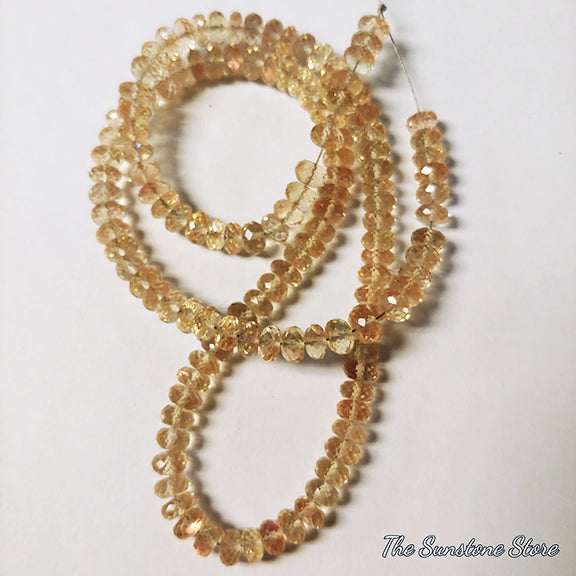 Oregon Sunstone Faceted Rondelle Beads
