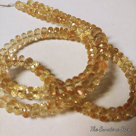 Oregon Sunstone Faceted Rondelle Beads