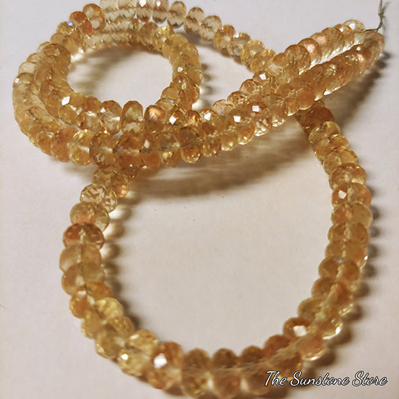 Oregon Sunstone Faceted Rondelle Beads