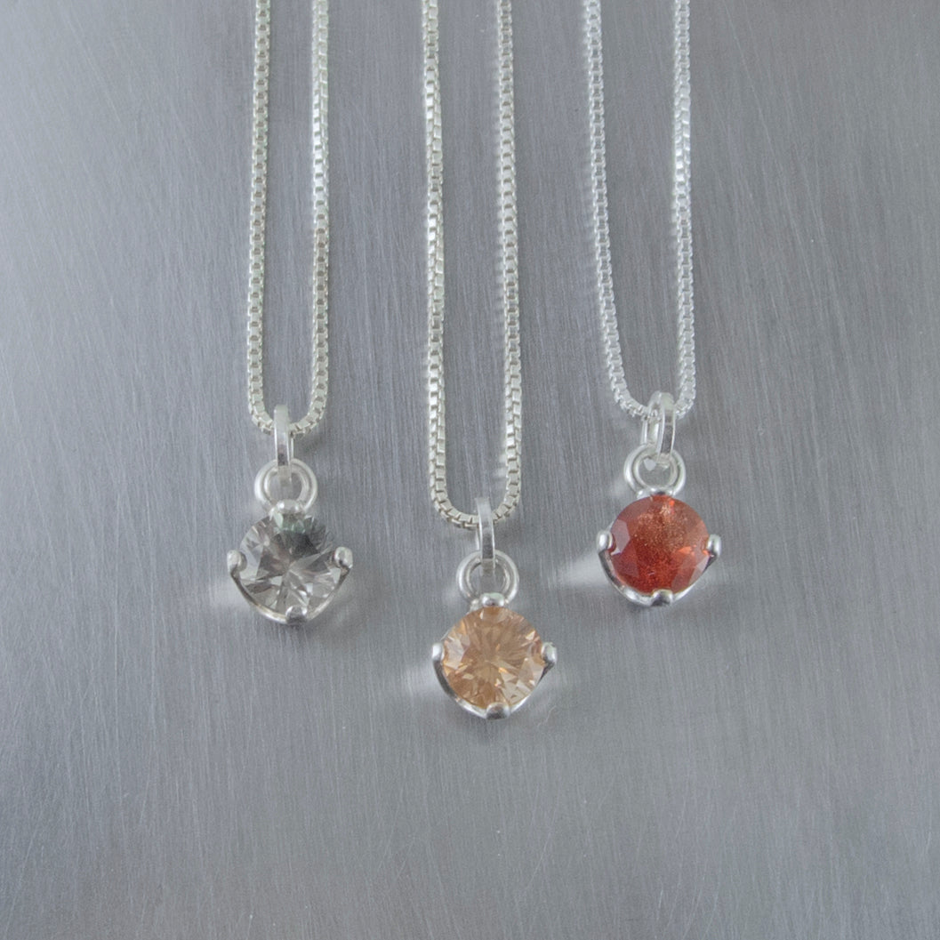 Silver Sunstone Solitaire Pendant