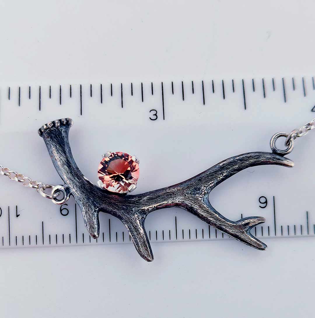 Sterling Silver Antler Necklace with Oregon Sunstone