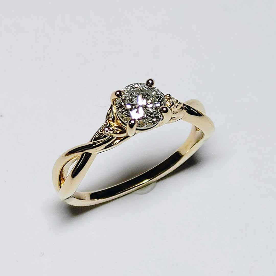 Close Out SALE-Infinity Engagement Ring-Yellow Gold/Diamond