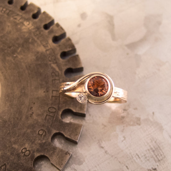 Lasso Bezel Set Sunstone Ring diamond