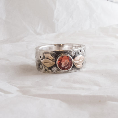 Oregon Sunstone Double Leaf Botanical Ring