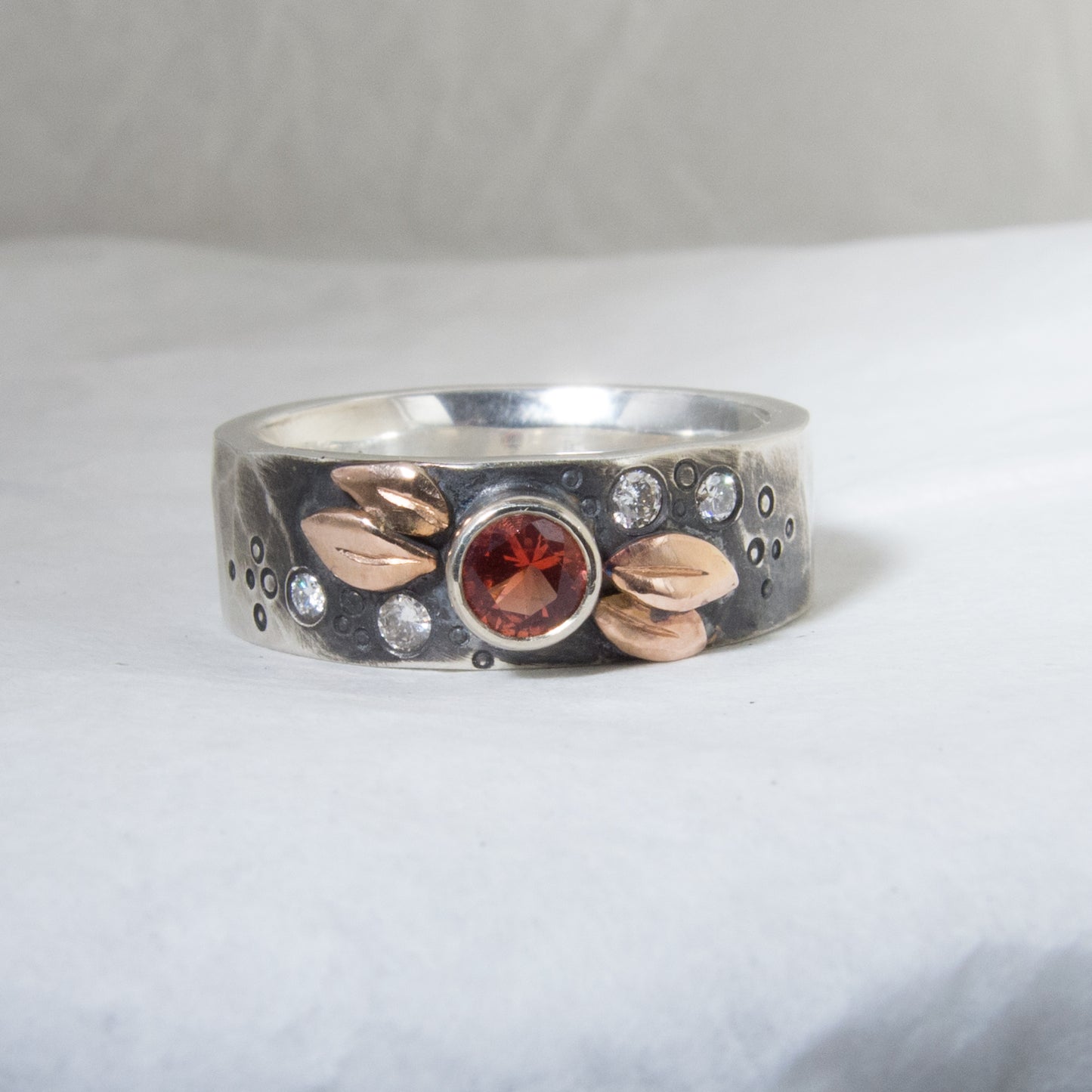 Oregon Sunstone Double Leaf Botanical Ring