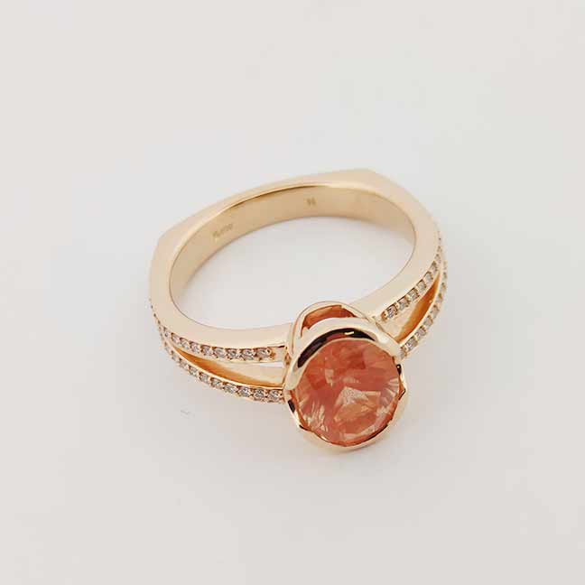 Elegant Peach Schiller Oregon Sunstone Ring