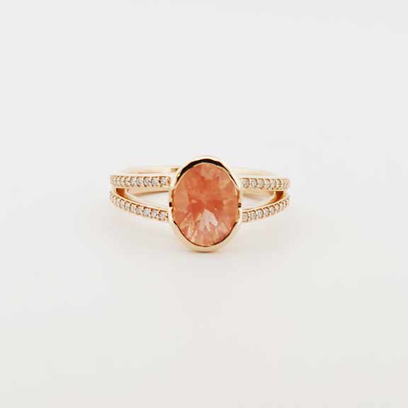 Elegant Peach Schiller Oregon Sunstone Ring