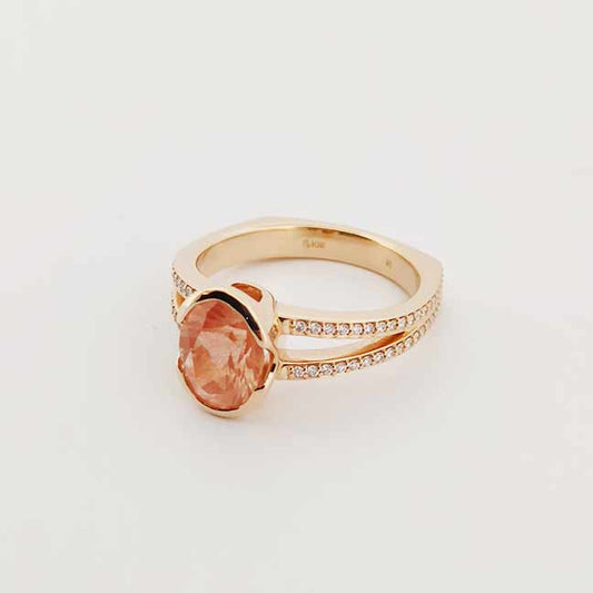 Elegant Peach Schiller Oregon Sunstone Ring