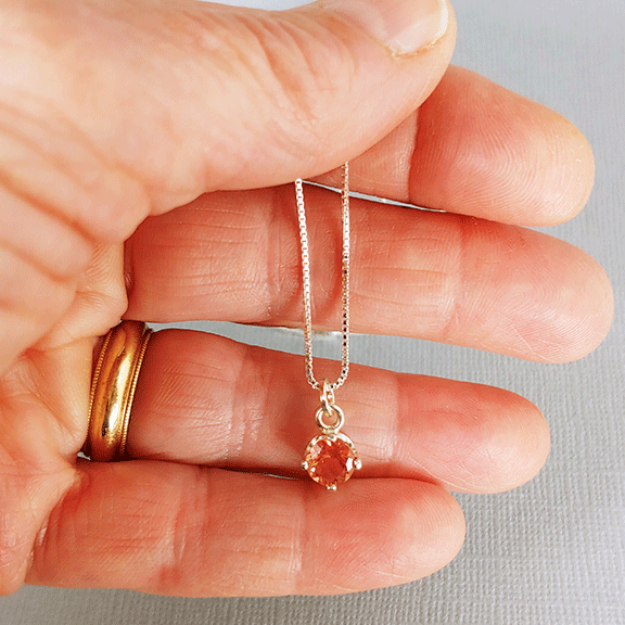 Peach Solitaire Pendant in Silver