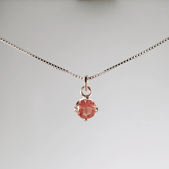 Peach Solitaire Pendant front view