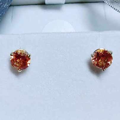 Gold Sunstone Stud Earrings