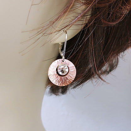 Radiant Copper Earring with Champagne Oregon Sunstone