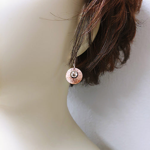 Radiant Copper Earring with Champagne Oregon Sunstone