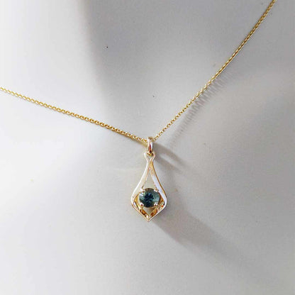 Petite Gold "Romance Necklace"-Green Oregon Sunstone