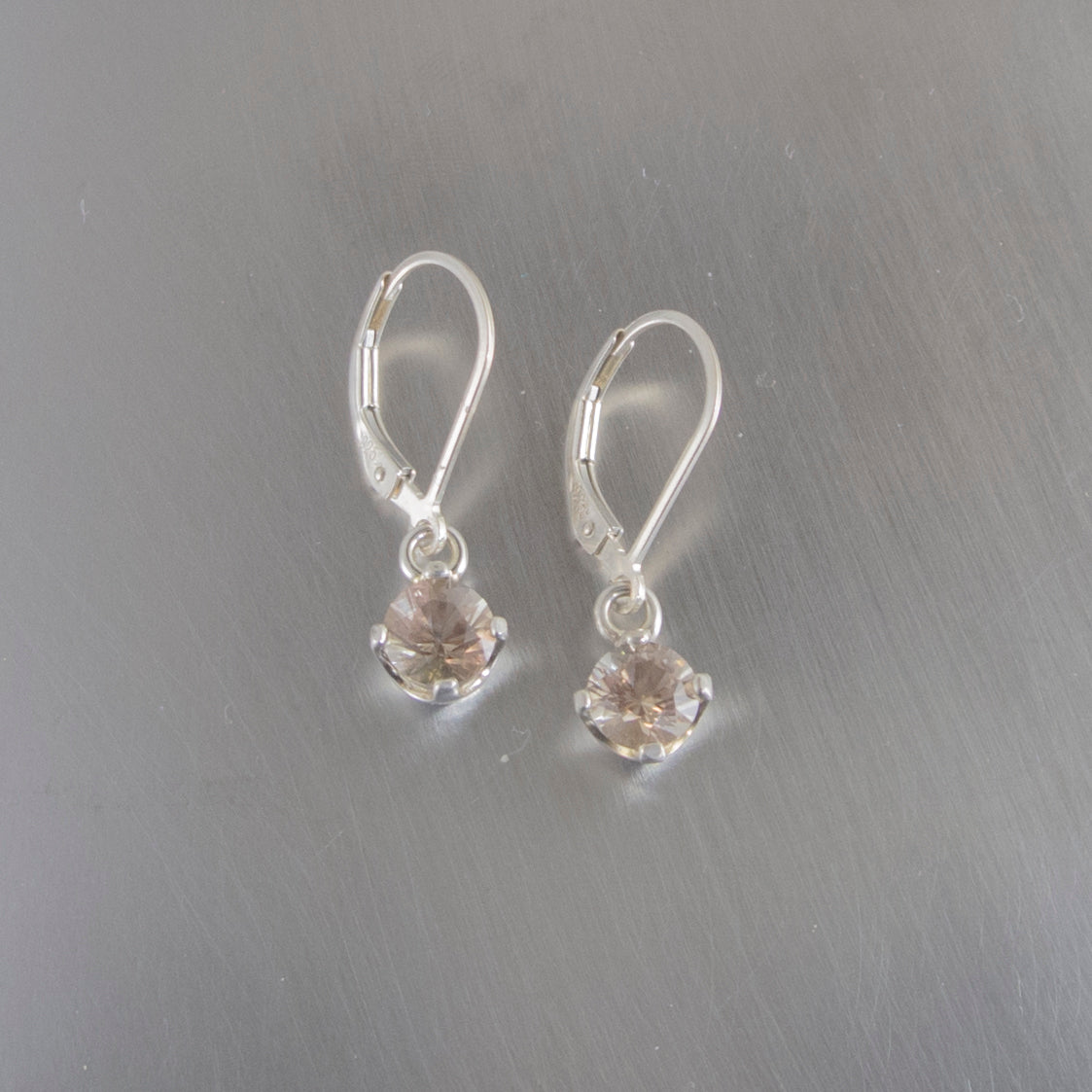 Silver Sunstone Dangle Earrings