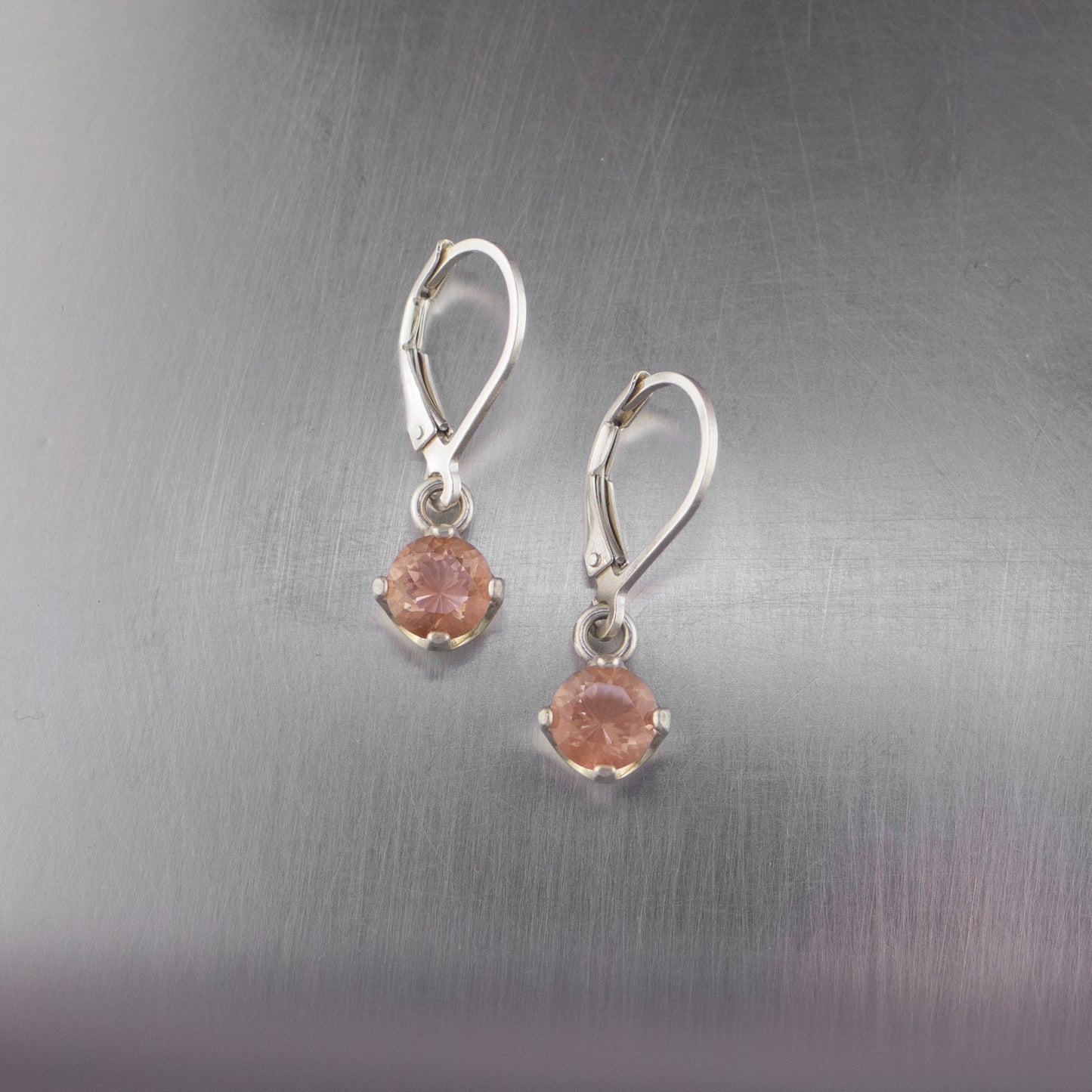 Silver Sunstone Dangle Earrings