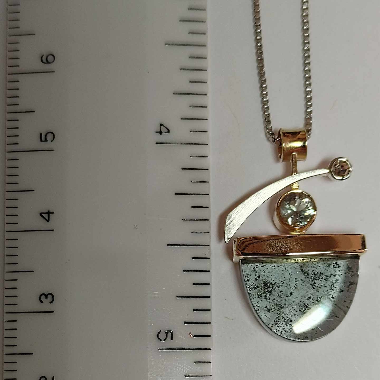 14K Shooting Star Necklace-Aquamarine, Oregon Sunstone, Diamond