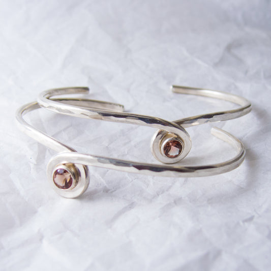 Silver Infinity Cuff Bracelet-Oregon Sunstone