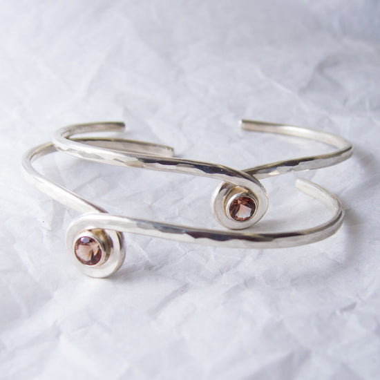 Silver Infinity Cuff Bracelet Oregon Sunstone