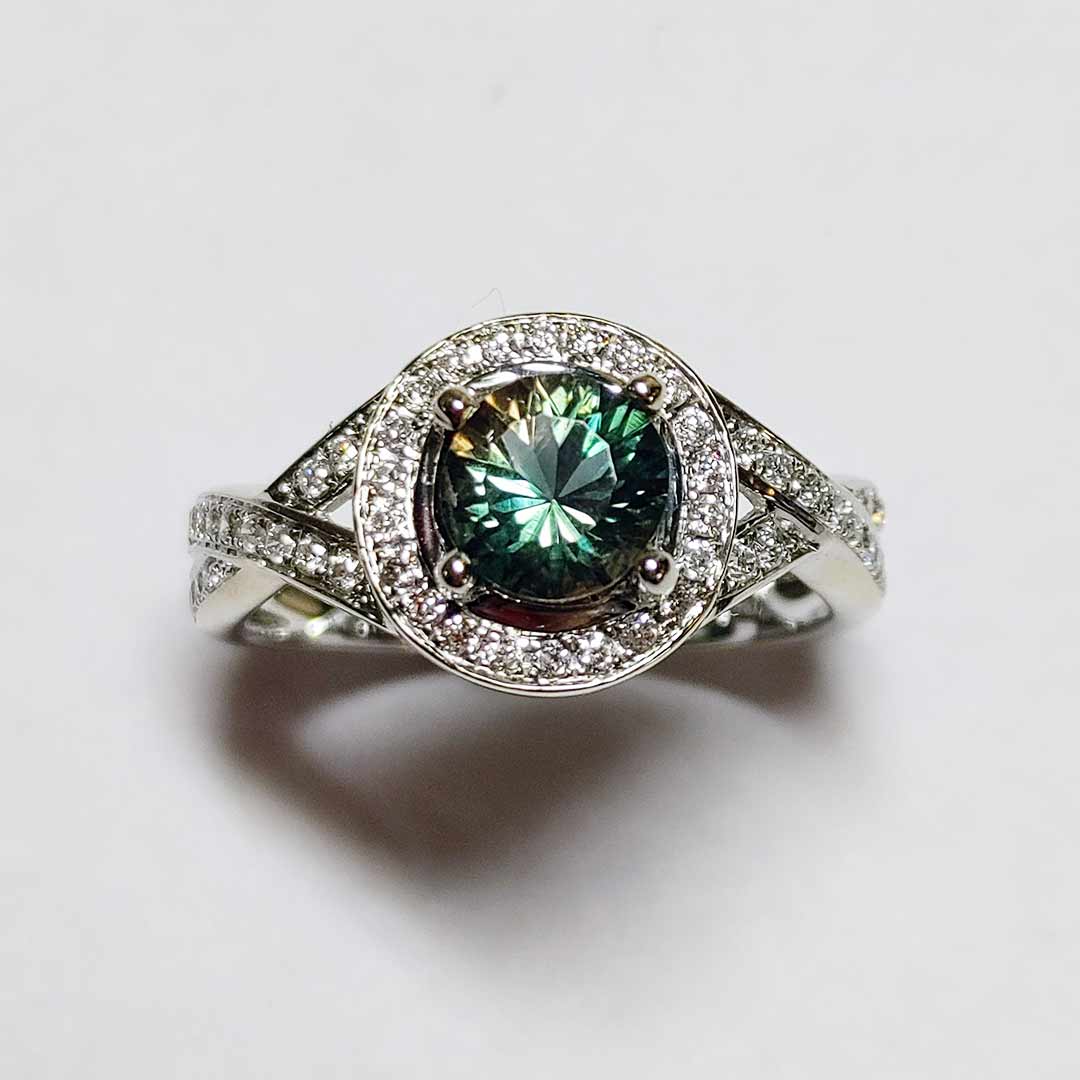 green sunstone ring